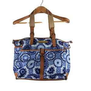 Lily Bloom Blue Floral Purse Diaper Bag Tote Pockets Boho Flower Chartreuse Read